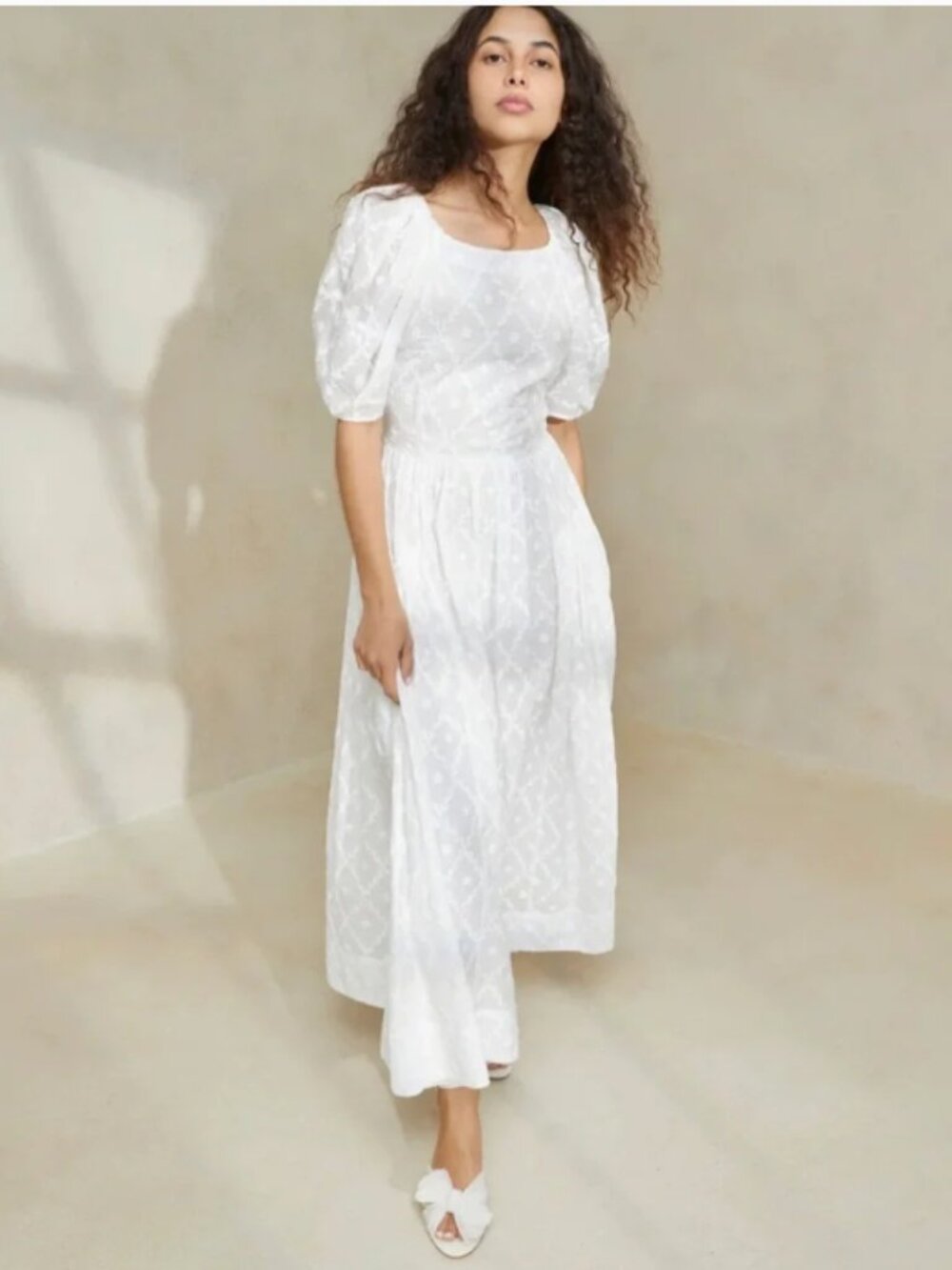 NWT LOEFFLER RANDALL Berthe White Puff Sleeve Dress